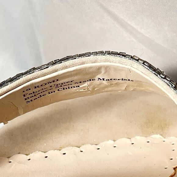Franco Sarto heels size 10 slip on rhinestones ivory color - Picture 8 of 11